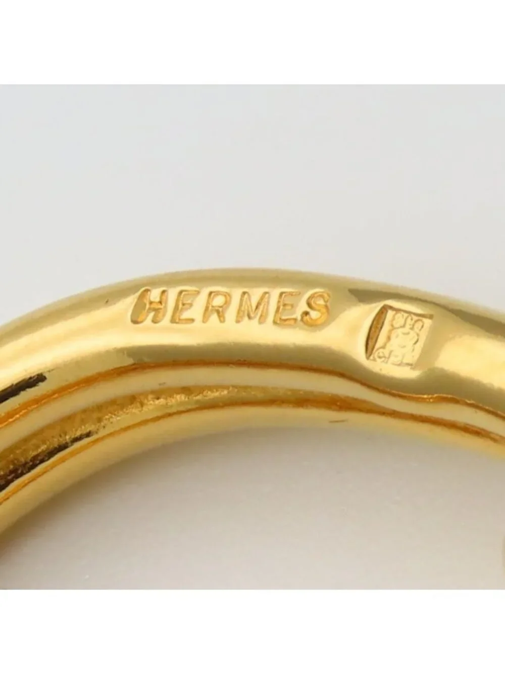 Hermes Scarf Ring Head Metal Gold Plated - Picture 2 of 6